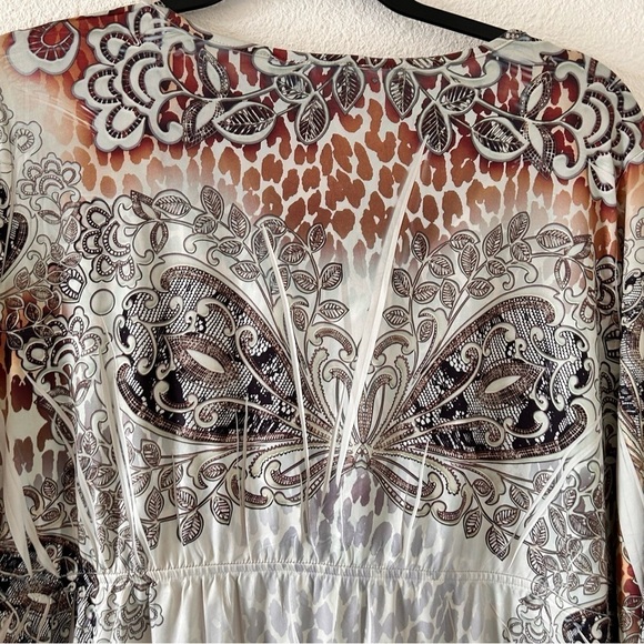 CATO Women XL Butterfly Cheetah V neck Western Blouse Rhinestones stretchy Boho - Picture 11 of 11